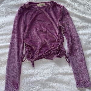 Madden Girl Ruched Pink Long Sleeve Top